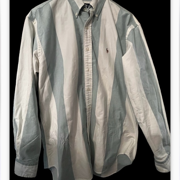 Vtg Polo Ralph Lauren Big Block Striped Cotton Long Sleeve Button Up Sz L Men - Picture 3 of 7